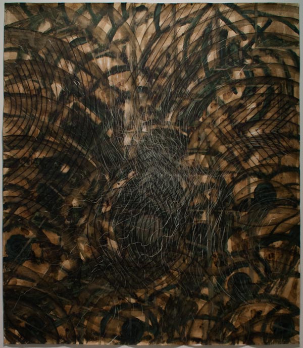 Alejandro Aguilera, Black Drawing (Fog), 1998, 55 x 48 1/4 inches, coffee, ink & crayon on paper