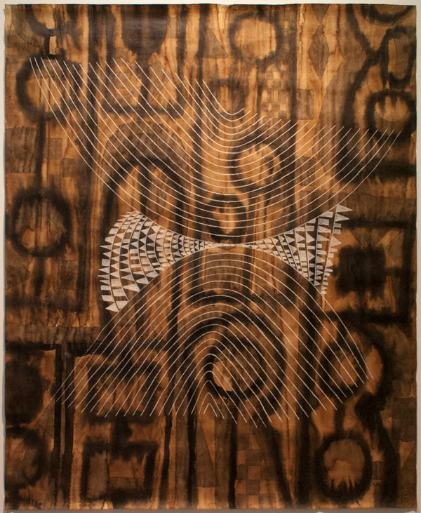 Alejandro Aguilera, Black Drawing (Torres-Garcia), 1998, coffee, ink & crayon on paper, 58 1/2 x 48 inches