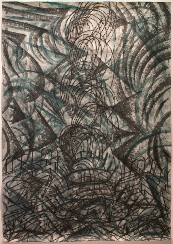 Alejandro Aguilera, Black Drawing (Tatlin), 1998, coffee, ink & crayon on paper, 72 x 48 inches