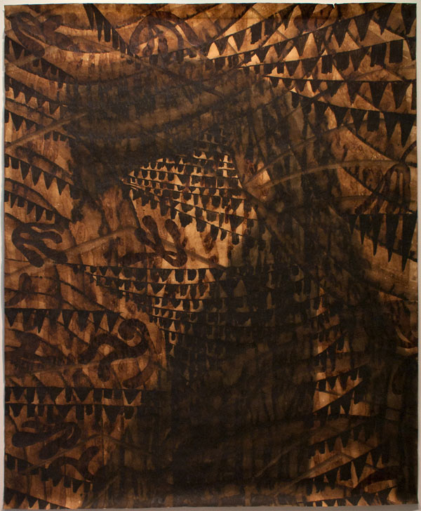 Alejandro Aguilera, Black Drawing (Lam), 1998, coffee, ink & crayon on paper, 62 x 48 inches