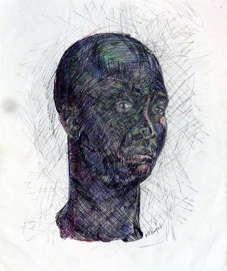 Donald McKnight, Nubian, 2009, ball point pen and markers on paper, 16 x 13 inches